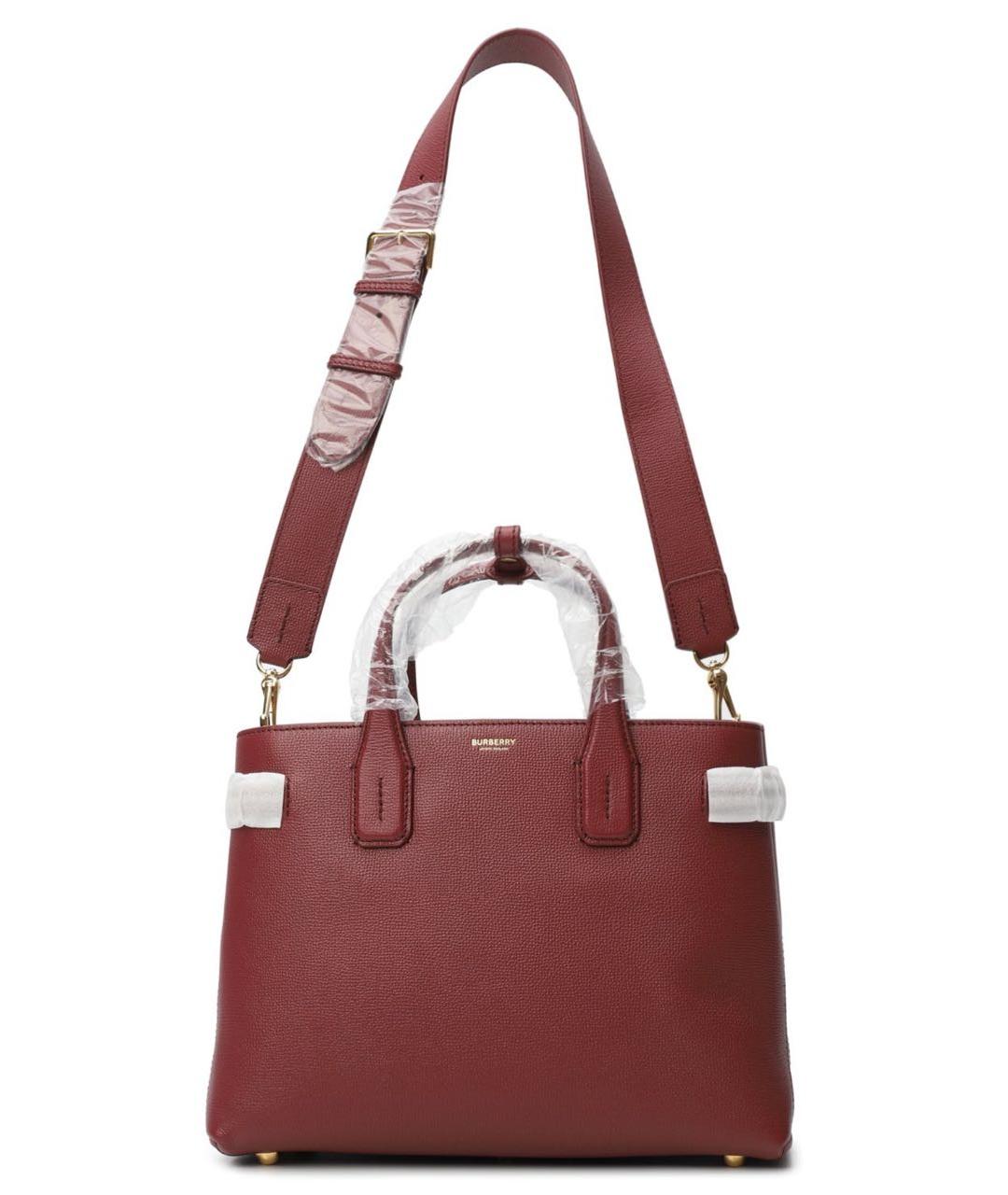 BURBERRY Бордовая кожаная сумка тоут, фото 5