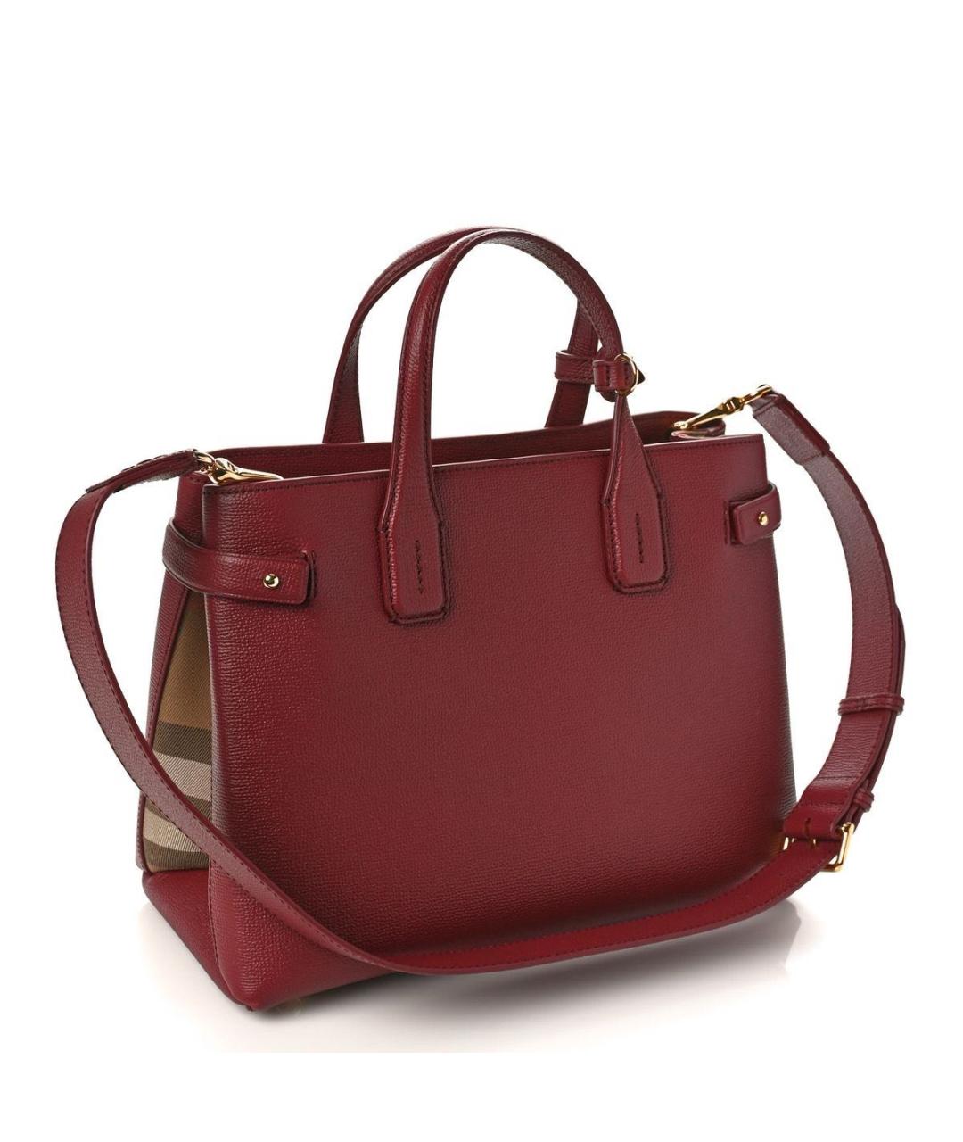 BURBERRY Бордовая кожаная сумка тоут, фото 2