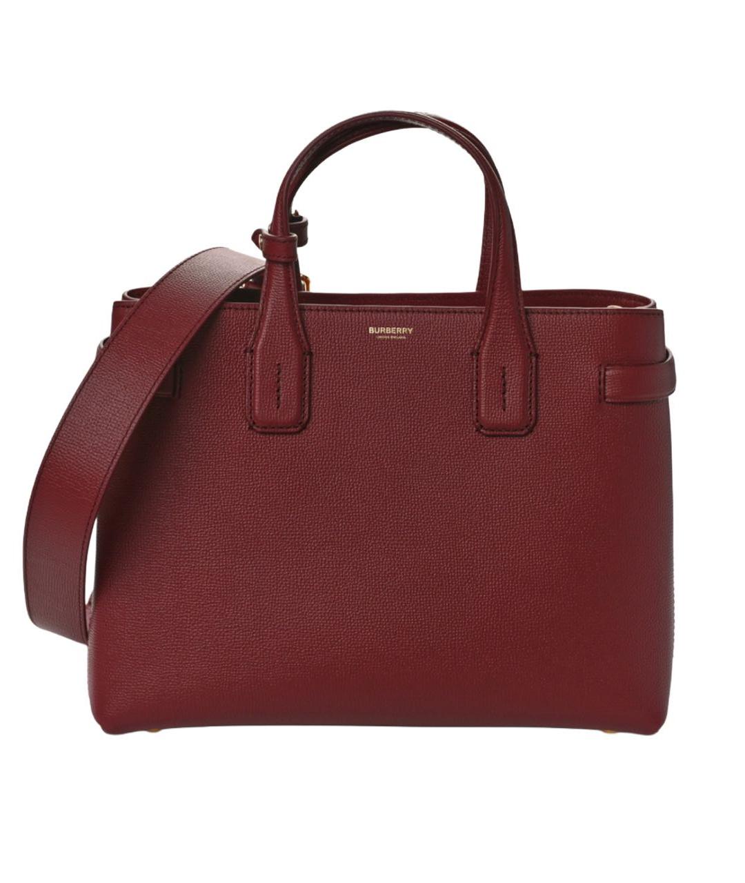 BURBERRY Бордовая кожаная сумка тоут, фото 10