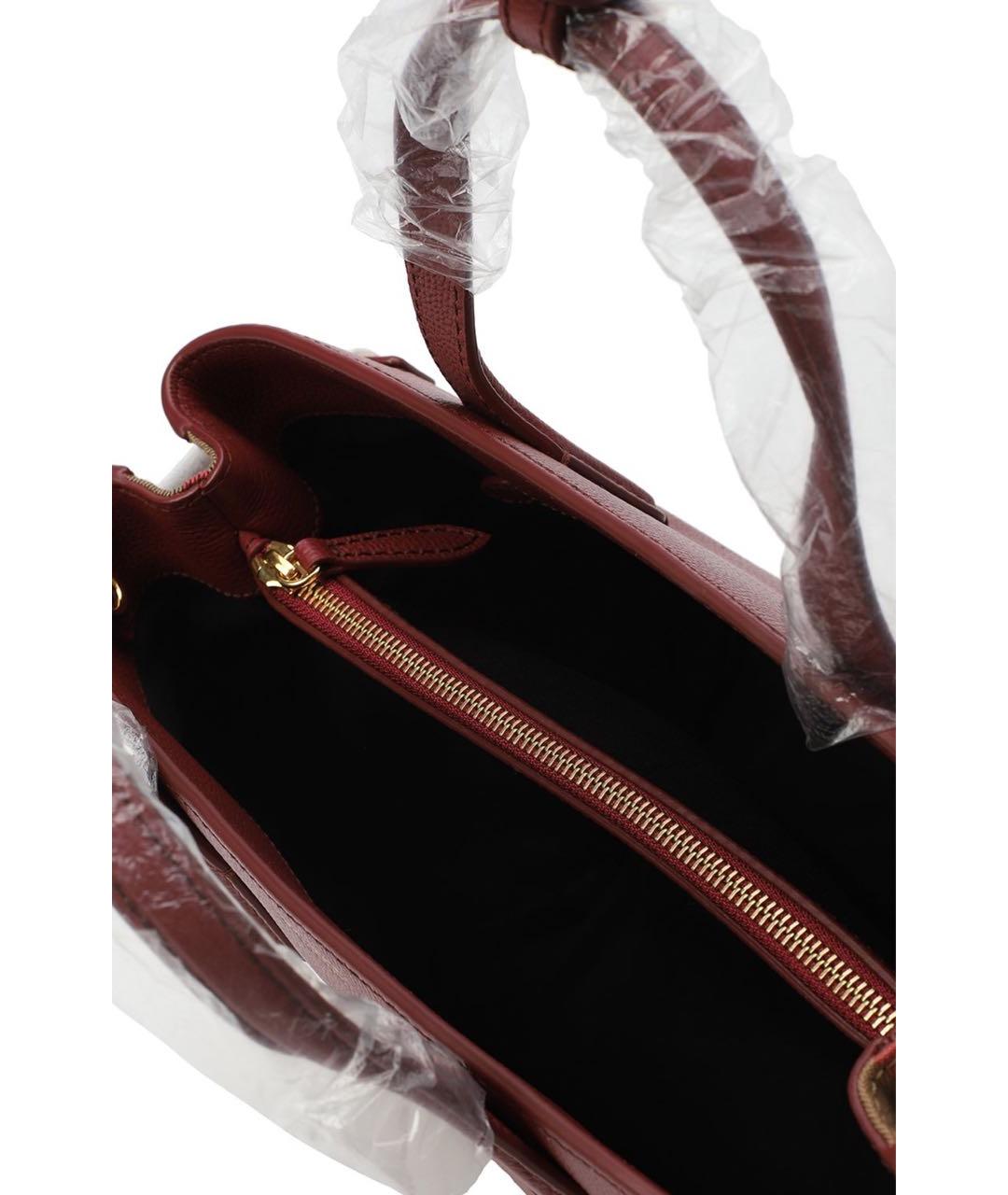 BURBERRY Бордовая кожаная сумка тоут, фото 7
