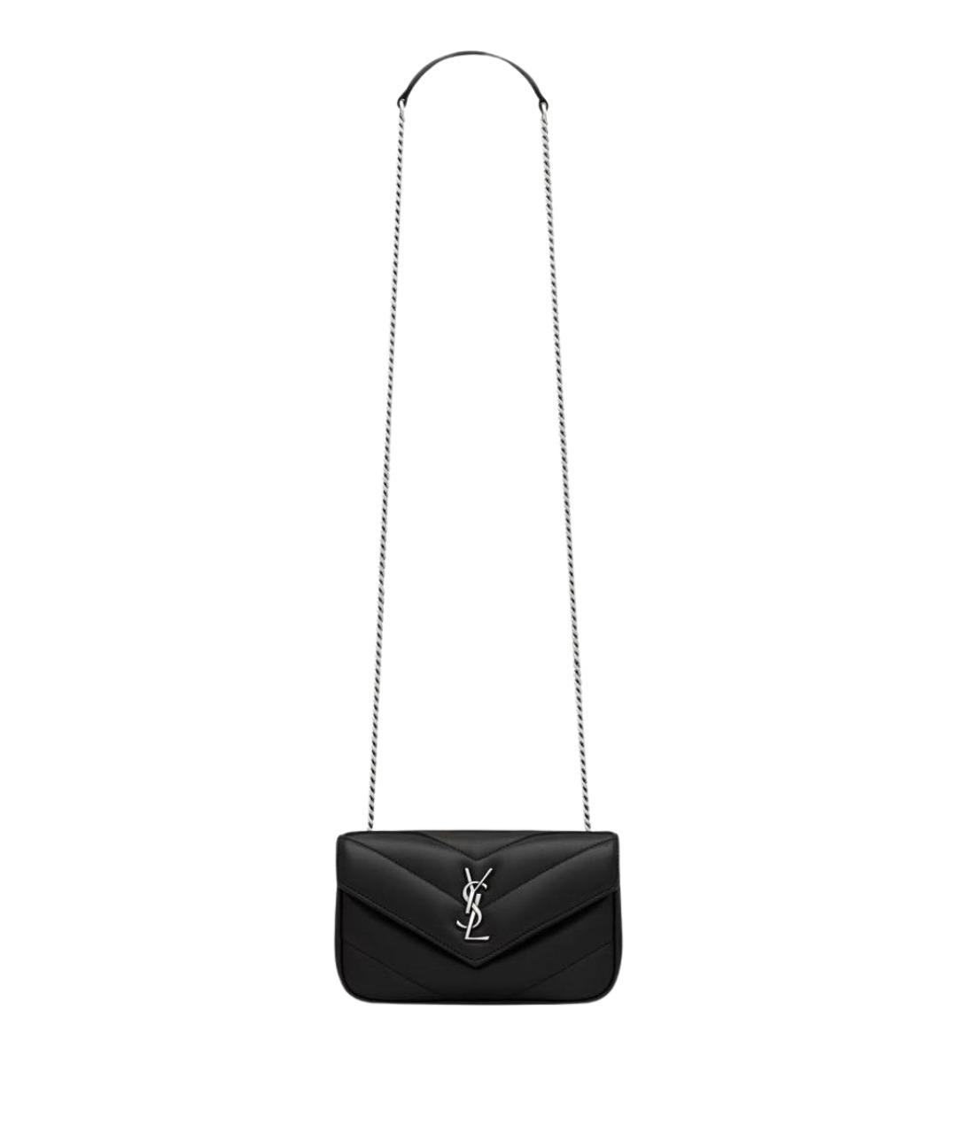 SAINT LAURENT Черная кожаная сумка через плечо, фото 1