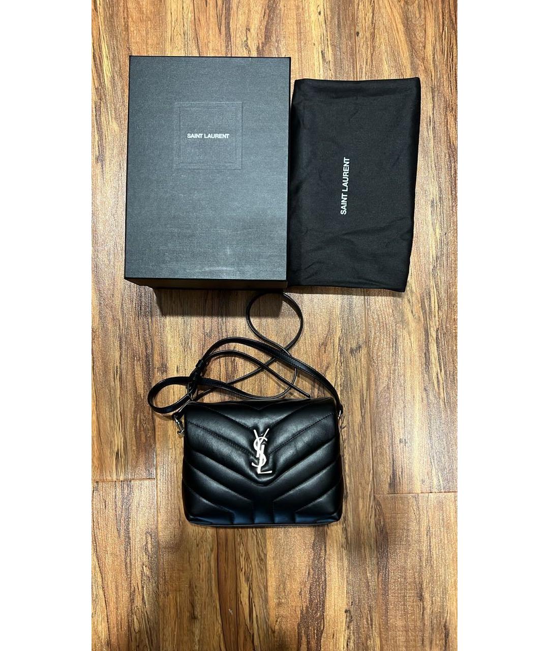 SAINT LAURENT Черная кожаная сумка через плечо, фото 3