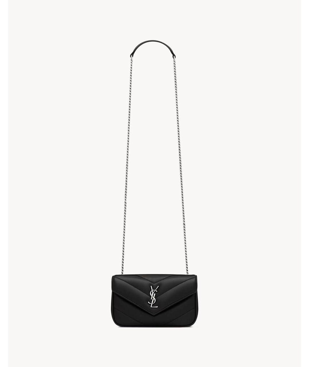 SAINT LAURENT Черная кожаная сумка через плечо, фото 6