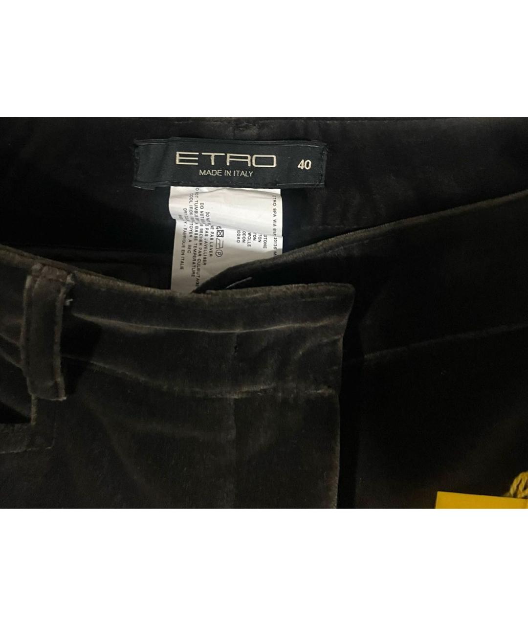ETRO Коричневые бархатные прямые брюки, фото 3