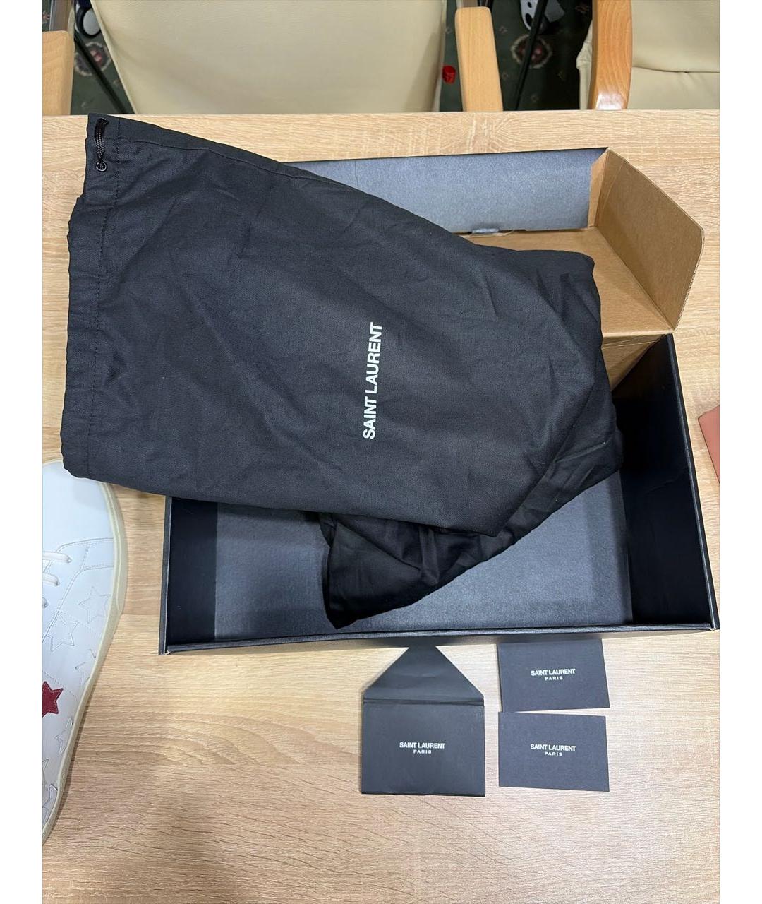 SAINT LAURENT Белые кожаные низкие кроссовки / кеды, фото 6