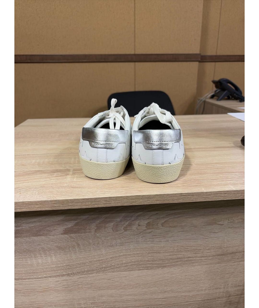 SAINT LAURENT Белые кожаные низкие кроссовки / кеды, фото 4