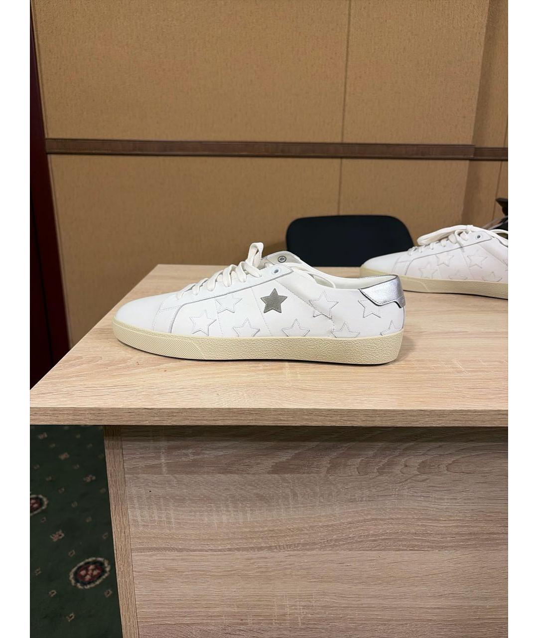 SAINT LAURENT Белые кожаные низкие кроссовки / кеды, фото 7