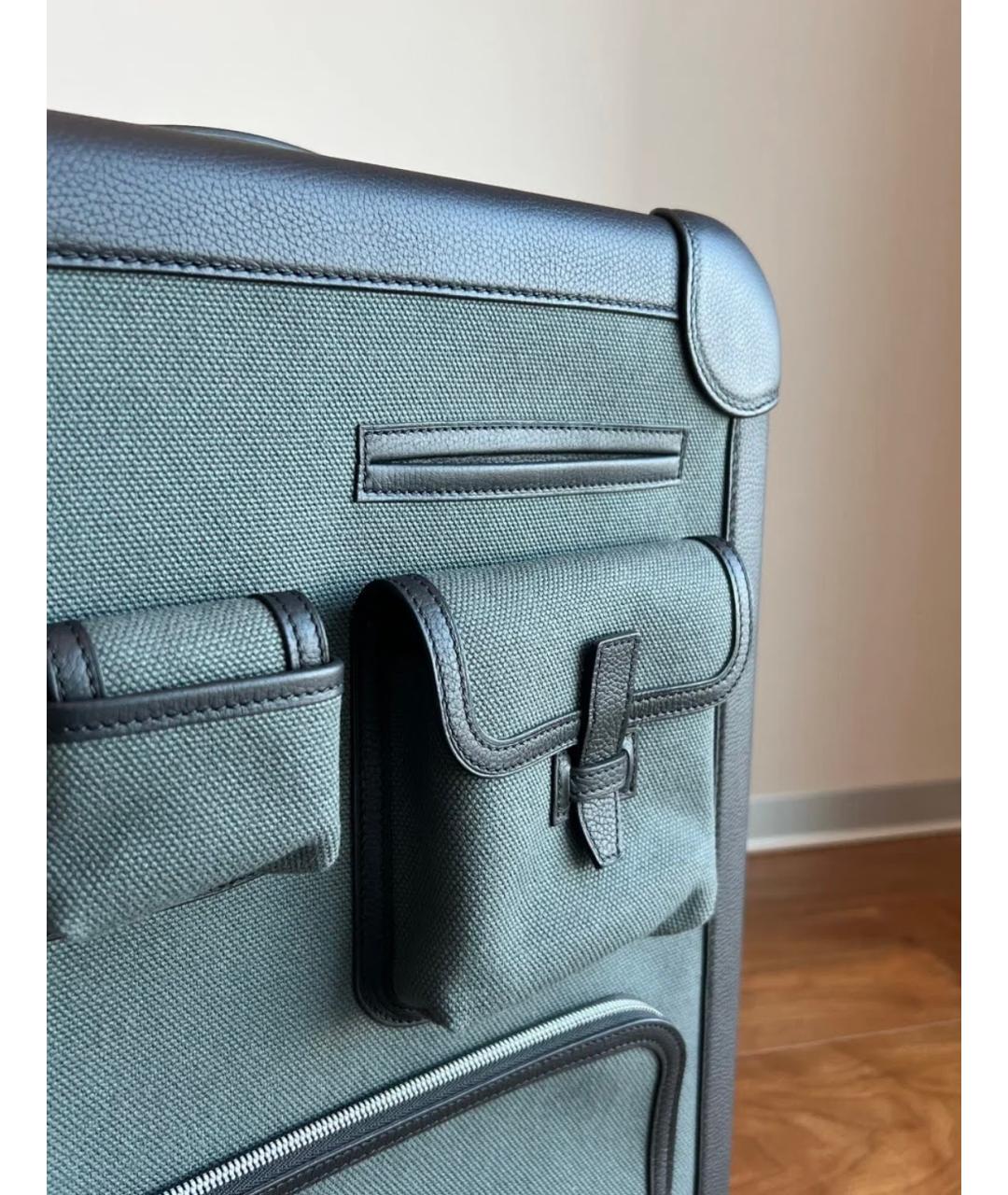 HERMES Хаки чемодан, фото 4