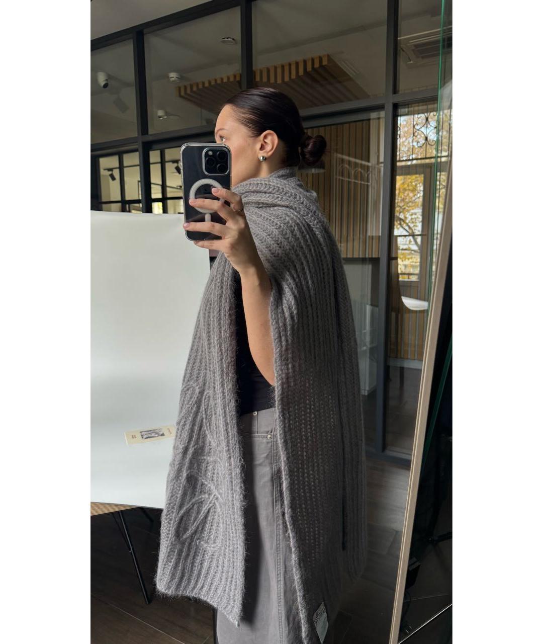 LOEWE Антрацитовый шерстяной шарф, фото 2