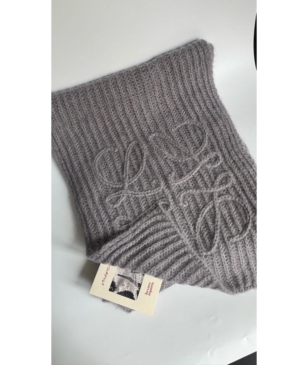 LOEWE Антрацитовый шерстяной шарф, фото 3