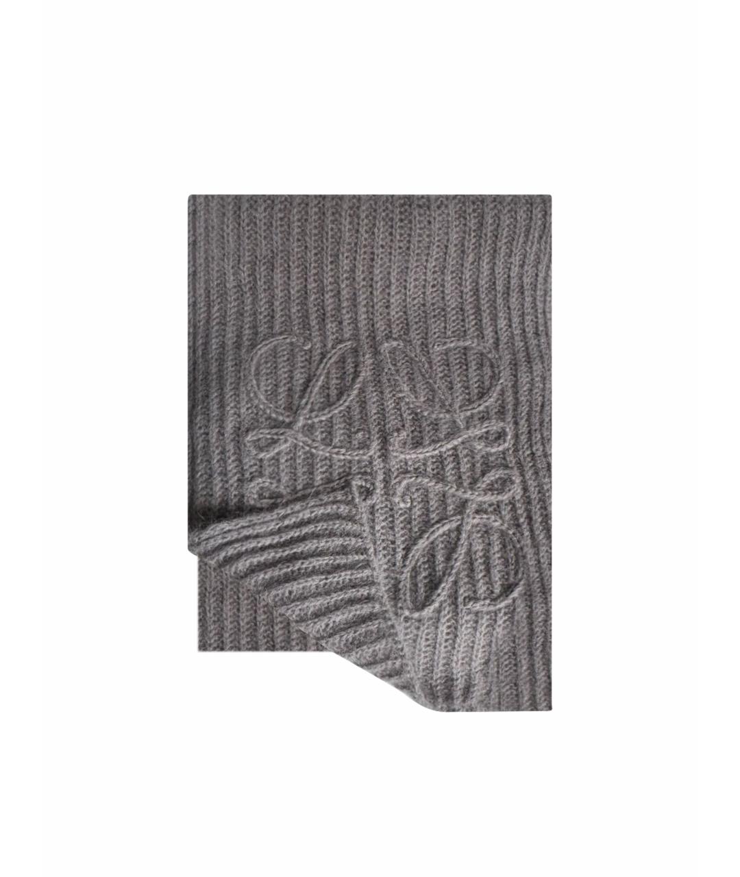 LOEWE Антрацитовый шерстяной шарф, фото 1