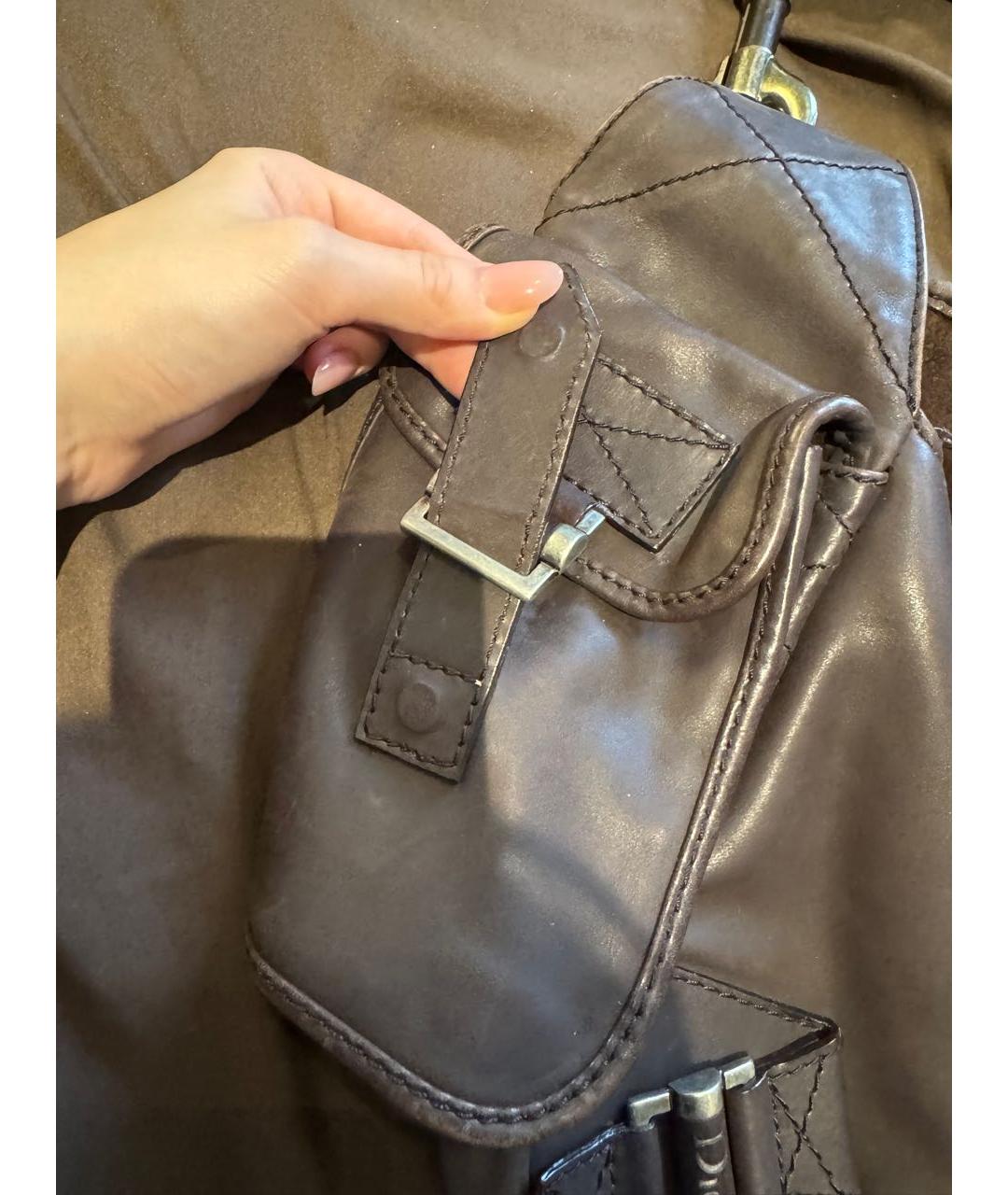 CHRISTIAN DIOR Коричневая кожаная сумка через плечо, фото 6