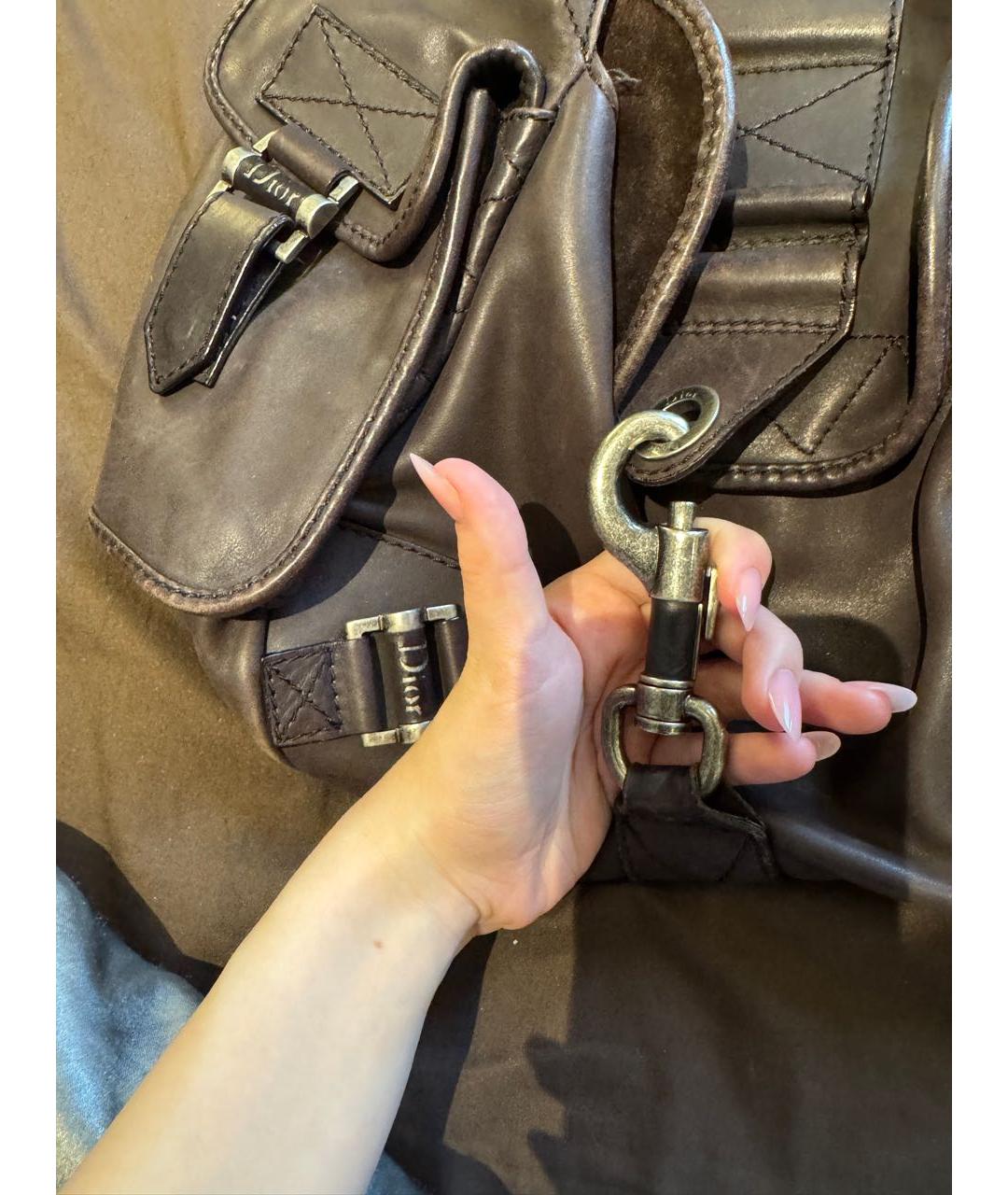 CHRISTIAN DIOR Коричневая кожаная сумка через плечо, фото 5