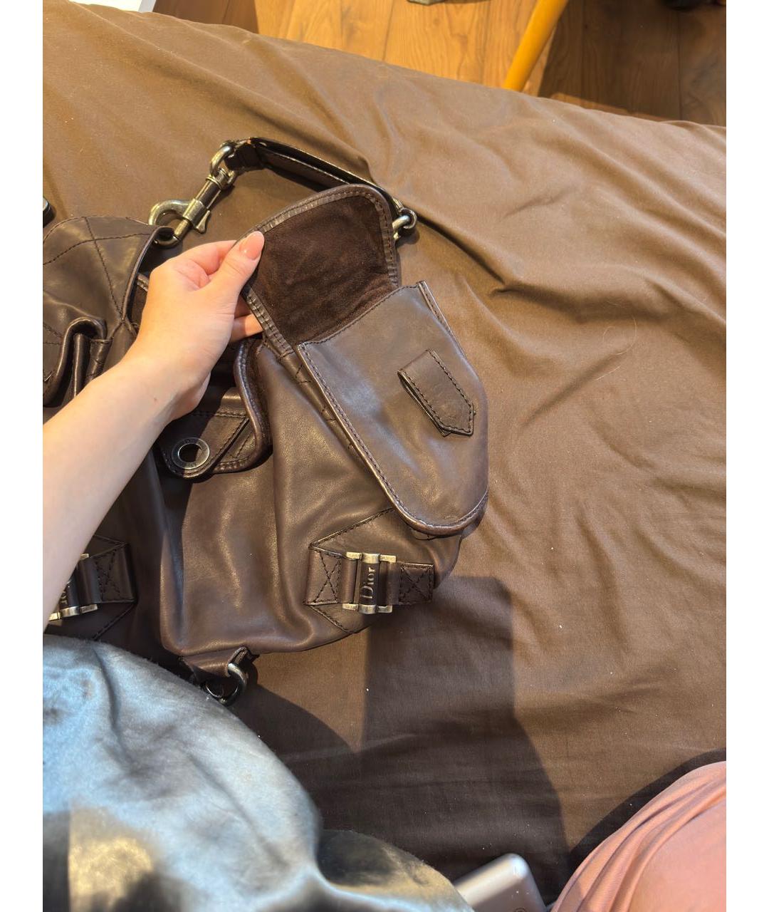 CHRISTIAN DIOR Коричневая кожаная сумка через плечо, фото 7