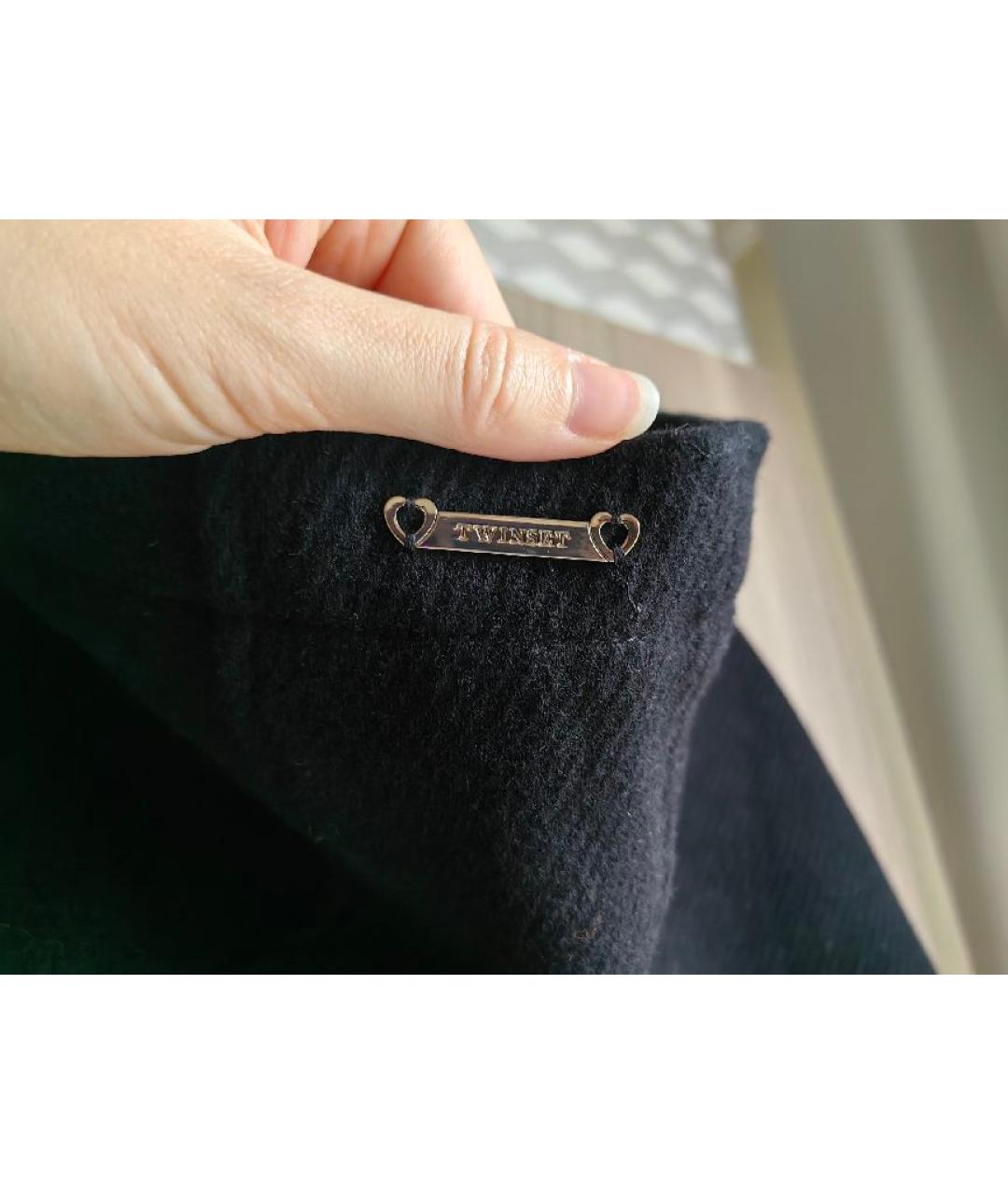 TWIN-SET Черное шерстяное пальто, фото 6