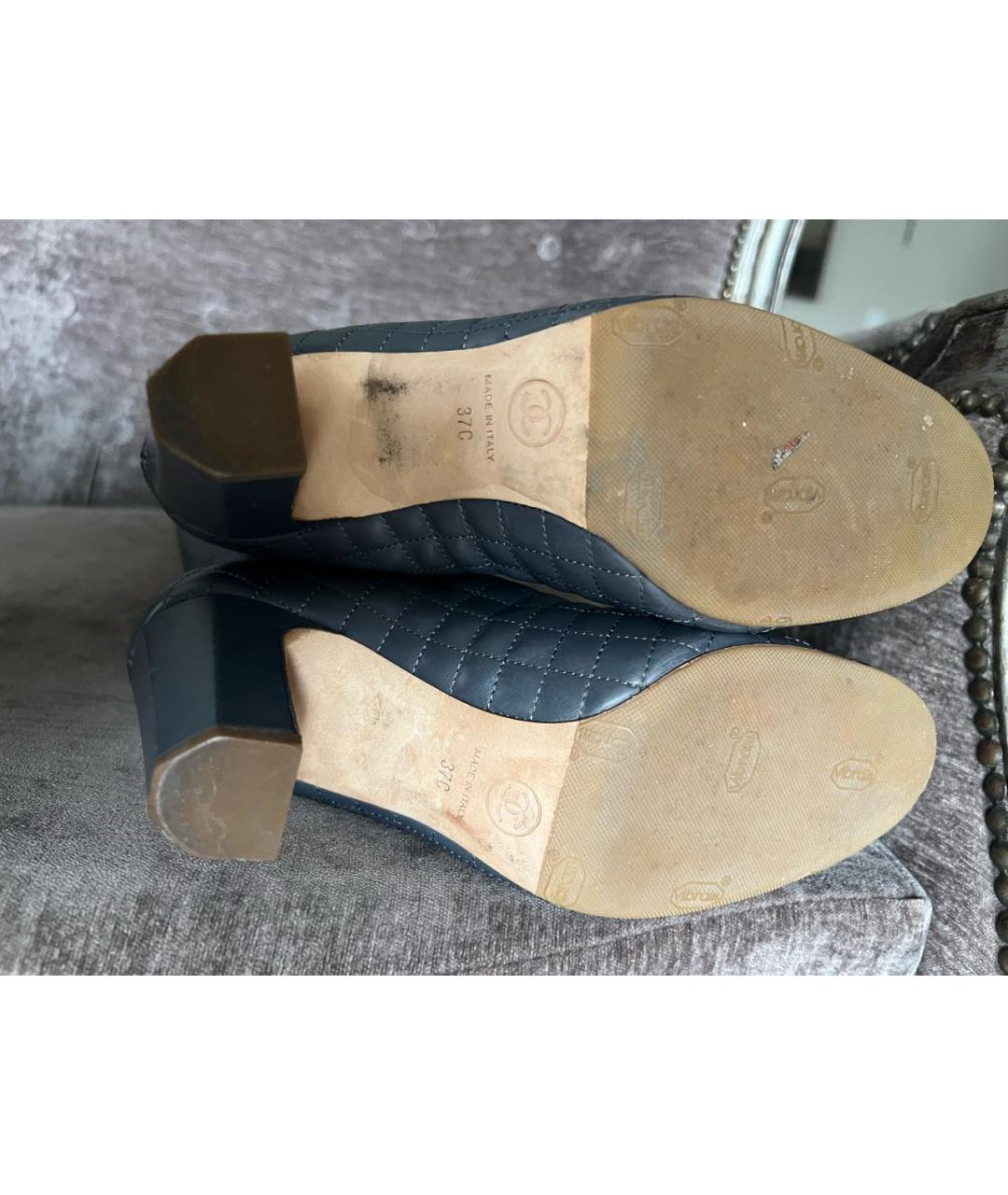 CHANEL Серые кожаные сапоги, фото 4