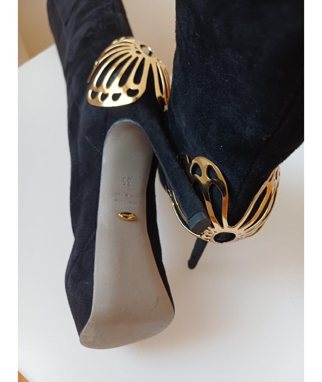 SERGIO ROSSI Черные замшевые ботфорты, фото 8