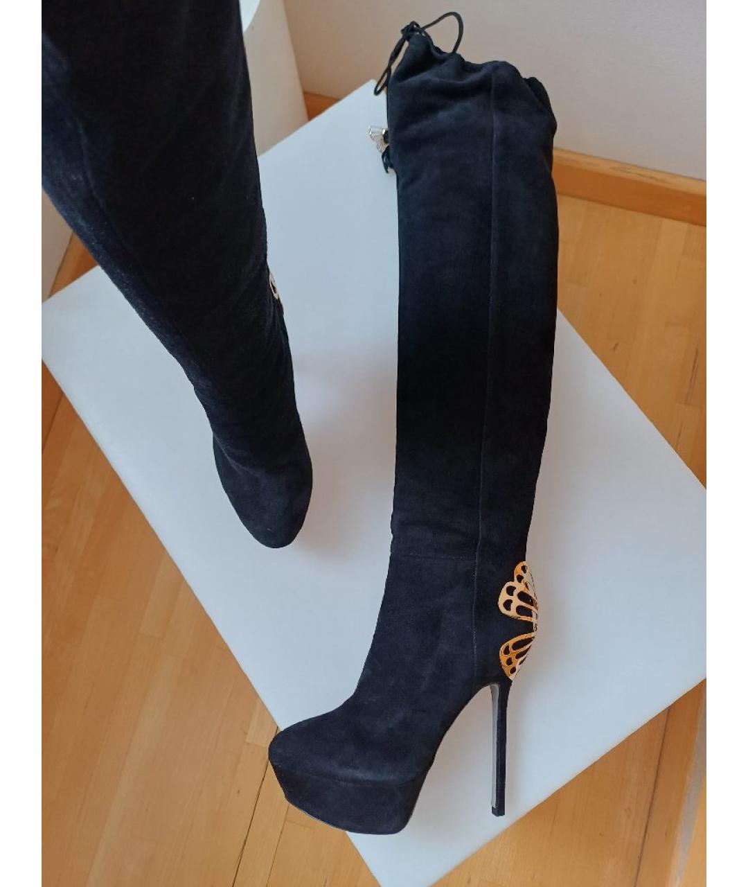 SERGIO ROSSI Черные замшевые ботфорты, фото 4