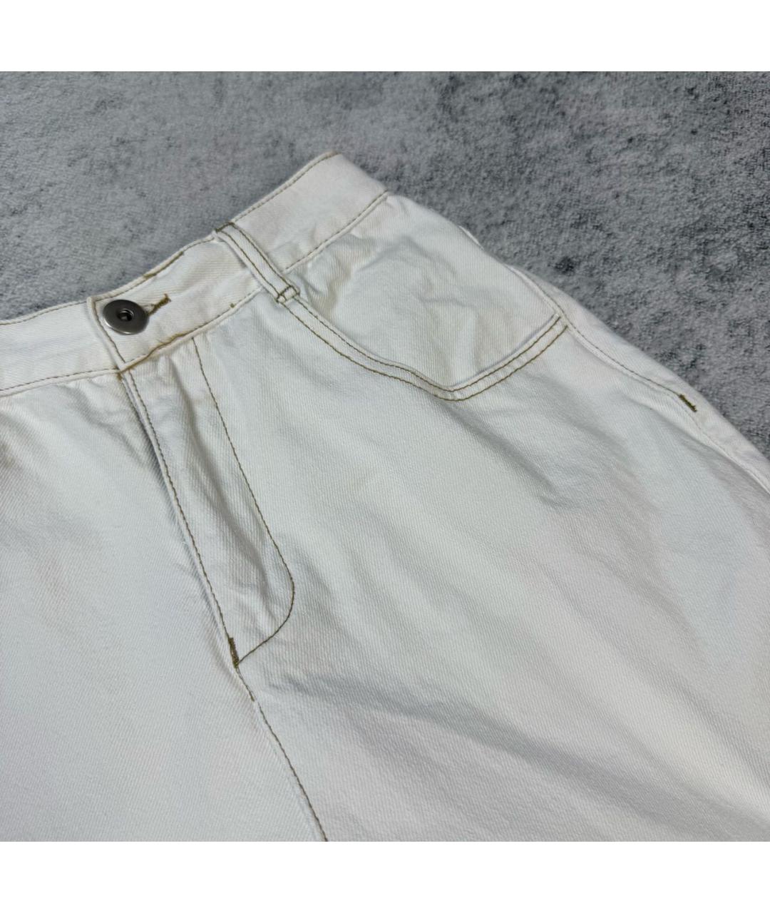 MAISON MARGIELA Белые хлопковые прямые джинсы, фото 4