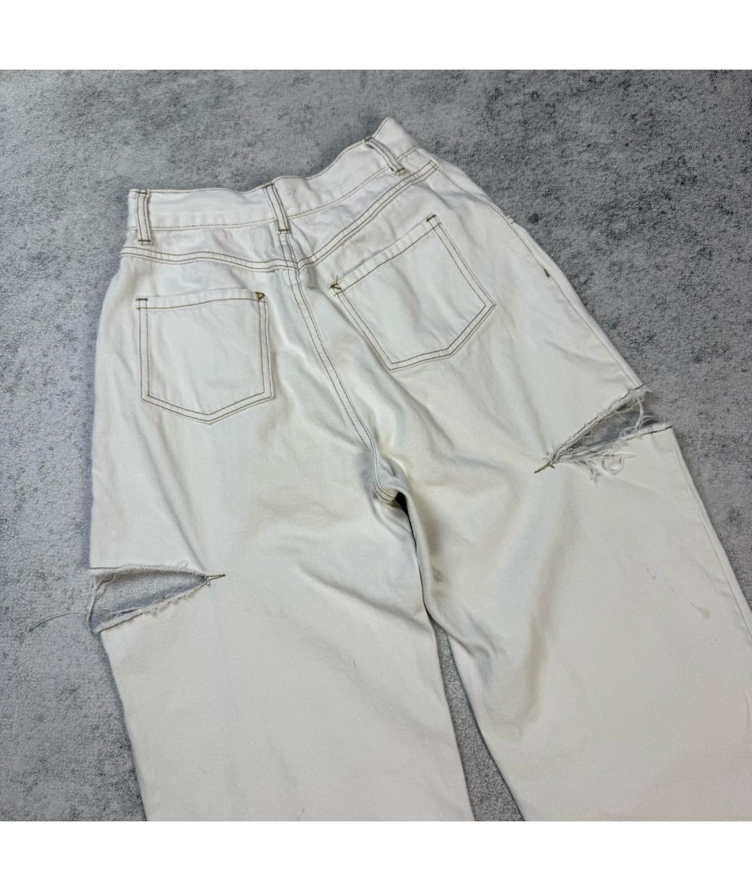 MAISON MARGIELA Белые хлопковые прямые джинсы, фото 7
