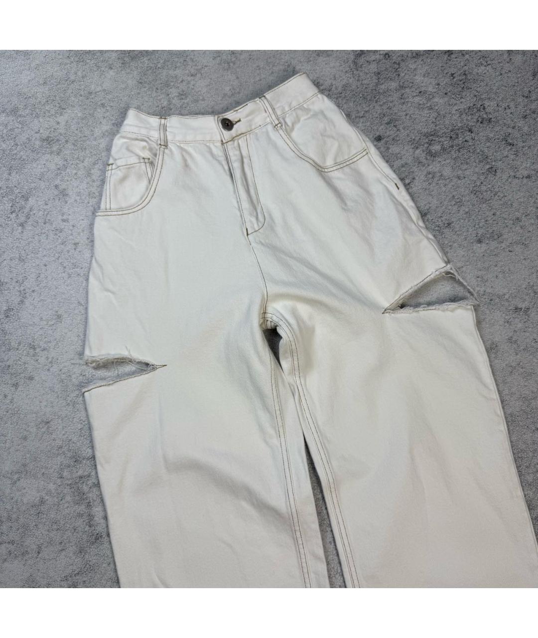 MAISON MARGIELA Белые хлопковые прямые джинсы, фото 2