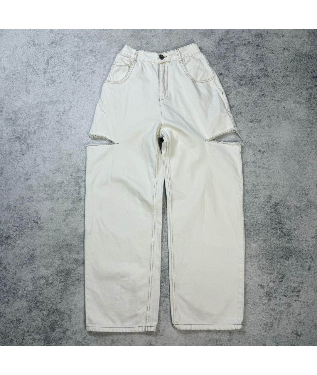 MAISON MARGIELA Белые хлопковые прямые джинсы, фото 9