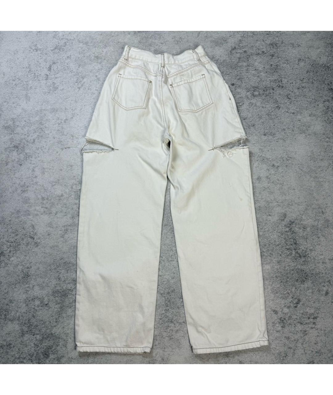 MAISON MARGIELA Белые хлопковые прямые джинсы, фото 8