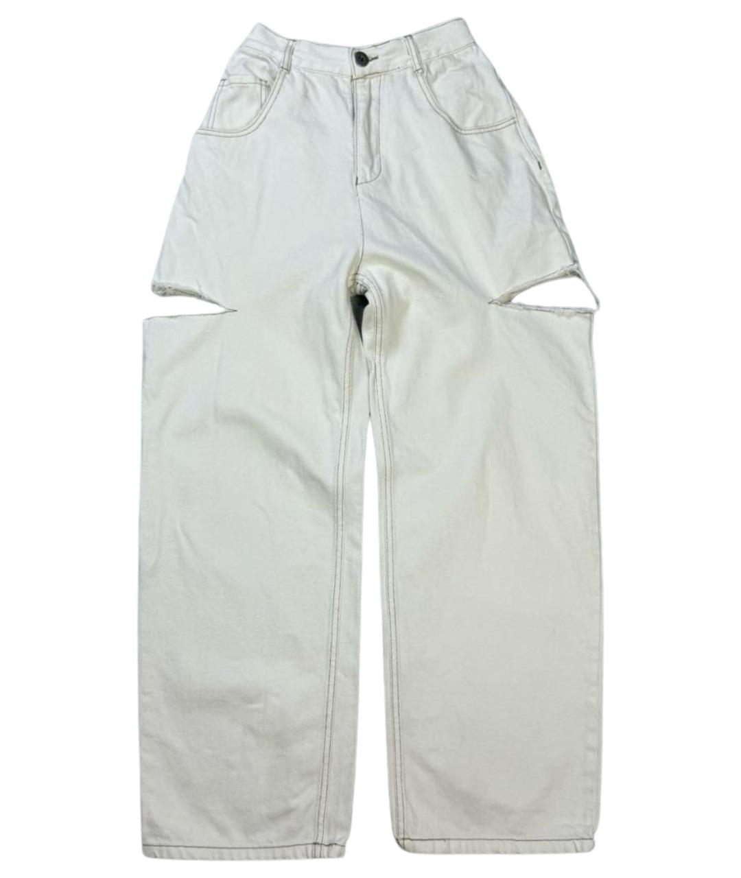 MAISON MARGIELA Белые хлопковые прямые джинсы, фото 1