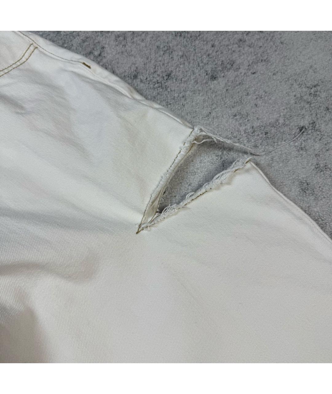 MAISON MARGIELA Белые хлопковые прямые джинсы, фото 3