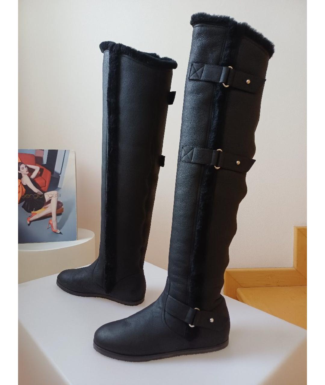 GIANVITO ROSSI Черные кожаные ботфорты, фото 2