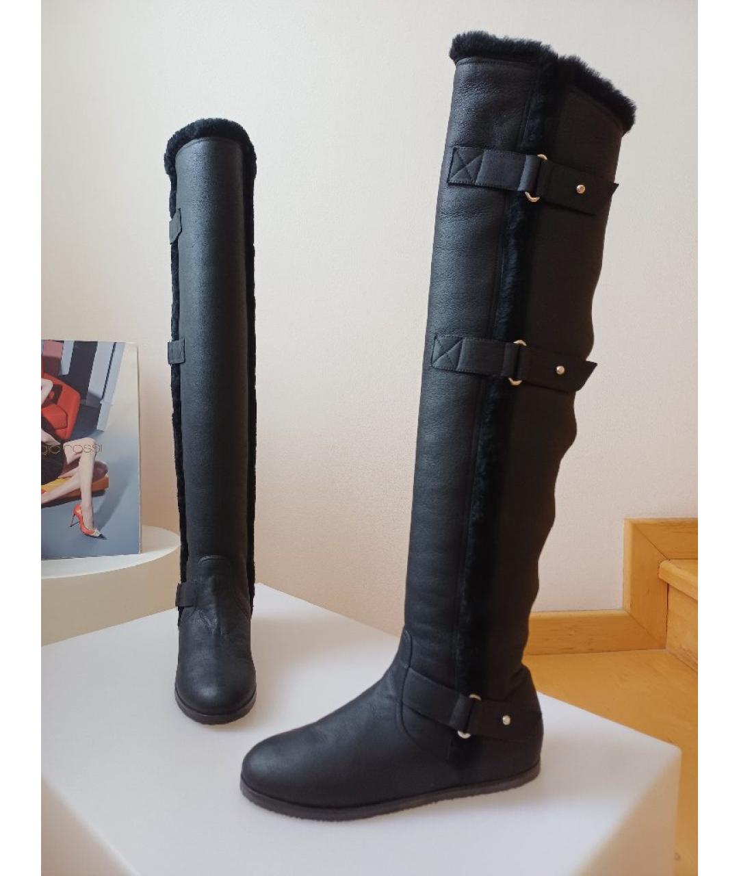 GIANVITO ROSSI Черные кожаные ботфорты, фото 3