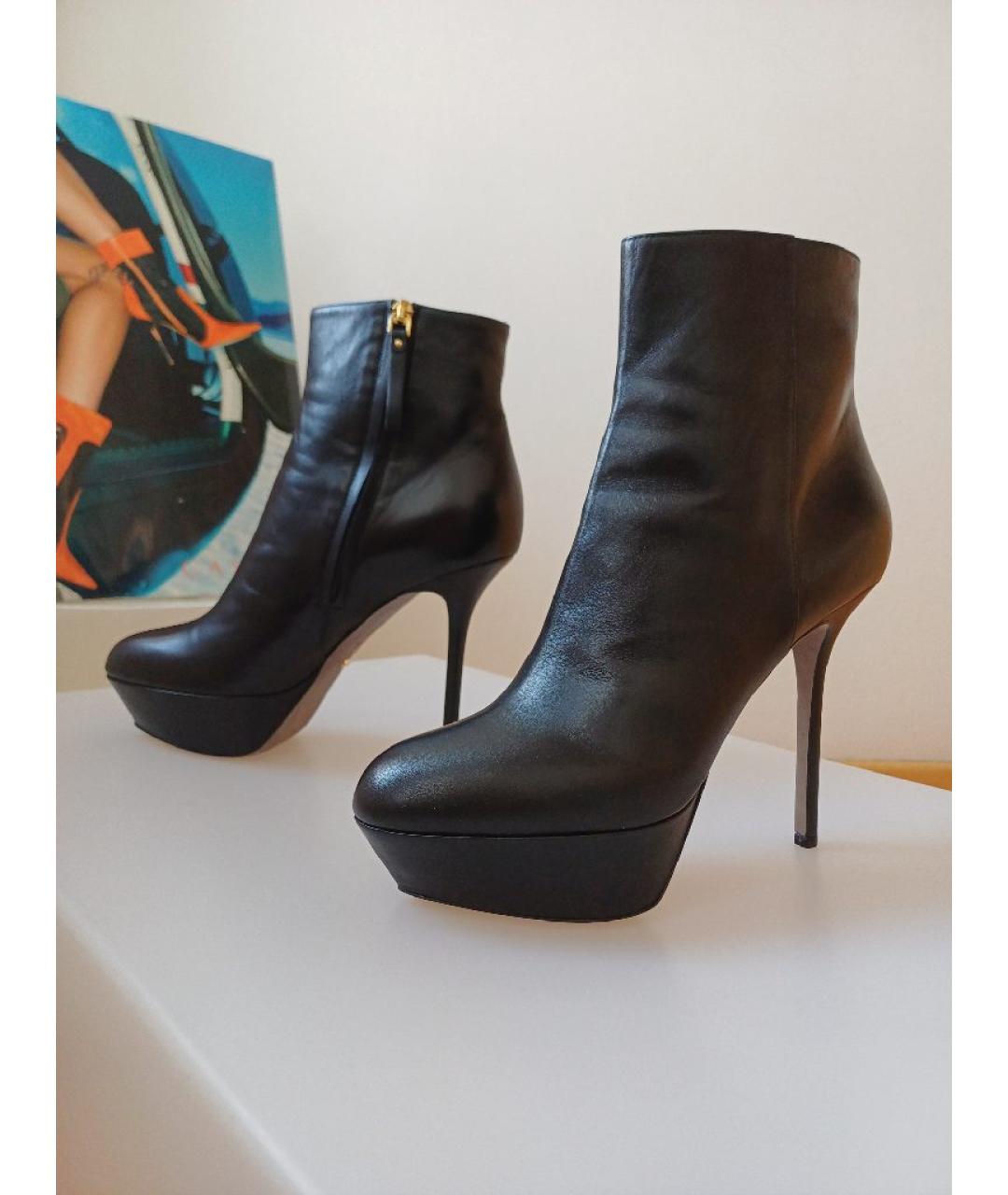 SERGIO ROSSI Черные кожаные ботильоны, фото 3