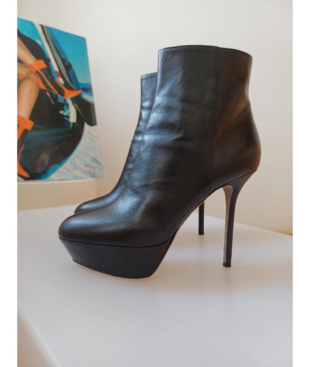 SERGIO ROSSI Черные кожаные ботильоны, фото 2