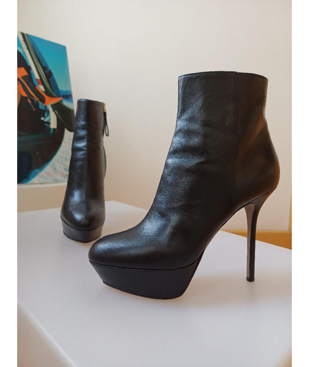 SERGIO ROSSI Черные кожаные ботильоны, фото 4