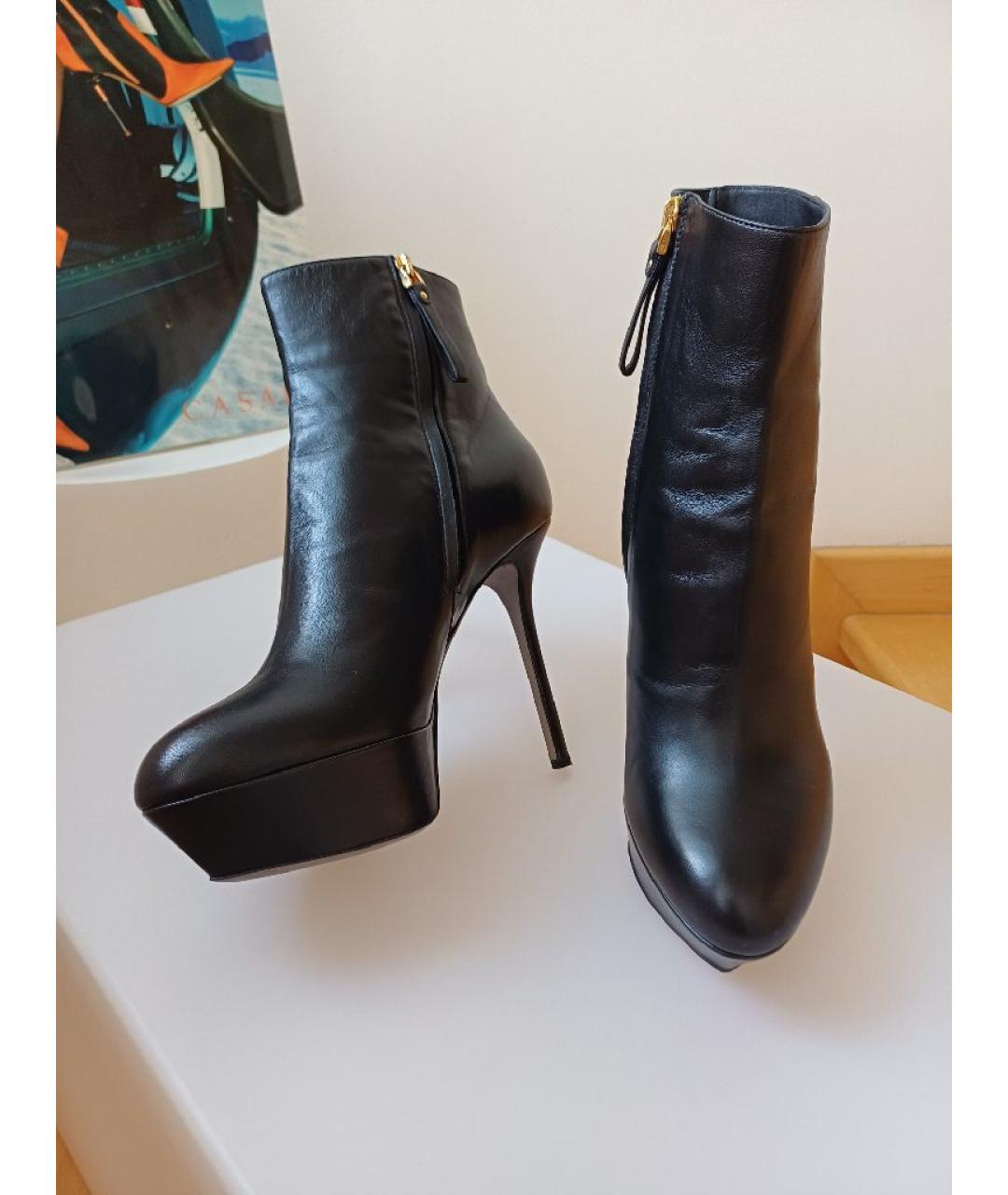 SERGIO ROSSI Черные кожаные ботильоны, фото 5