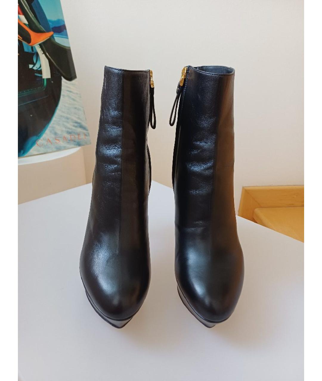 SERGIO ROSSI Черные кожаные ботильоны, фото 6