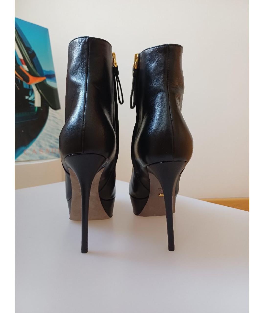 SERGIO ROSSI Черные кожаные ботильоны, фото 7