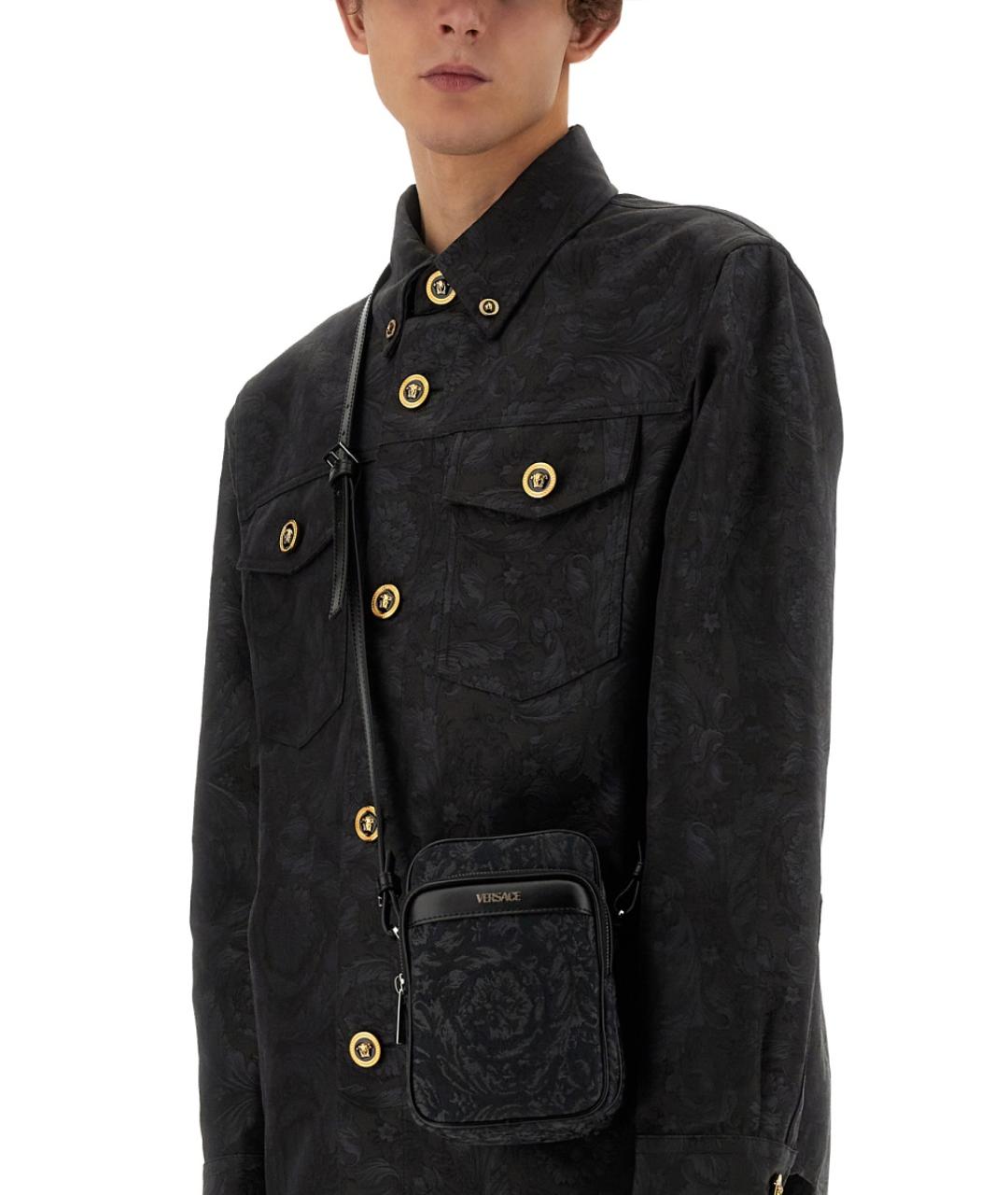 VERSACE Черная хлопковая кэжуал рубашка, фото 3