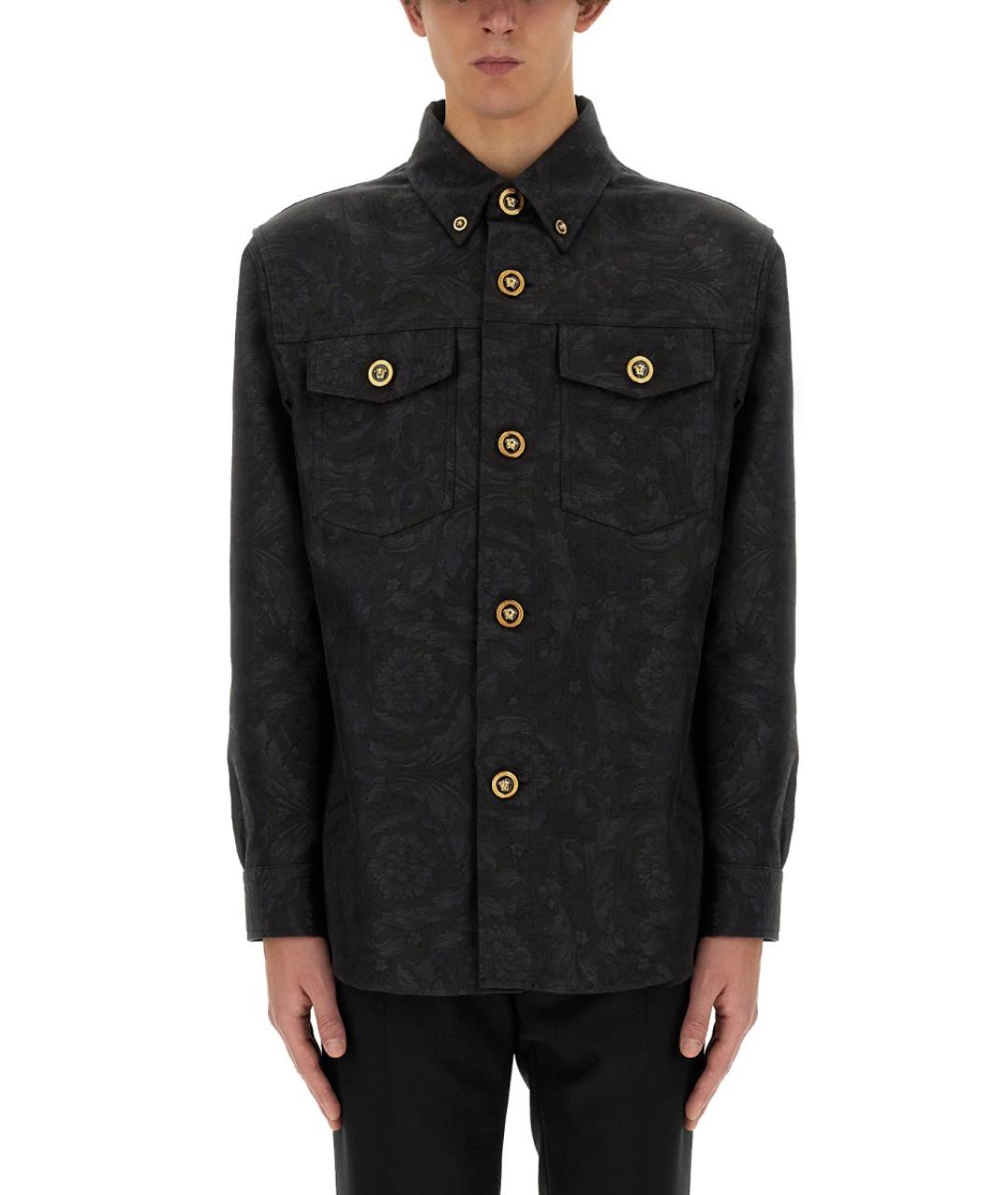 VERSACE Черная хлопковая кэжуал рубашка, фото 4