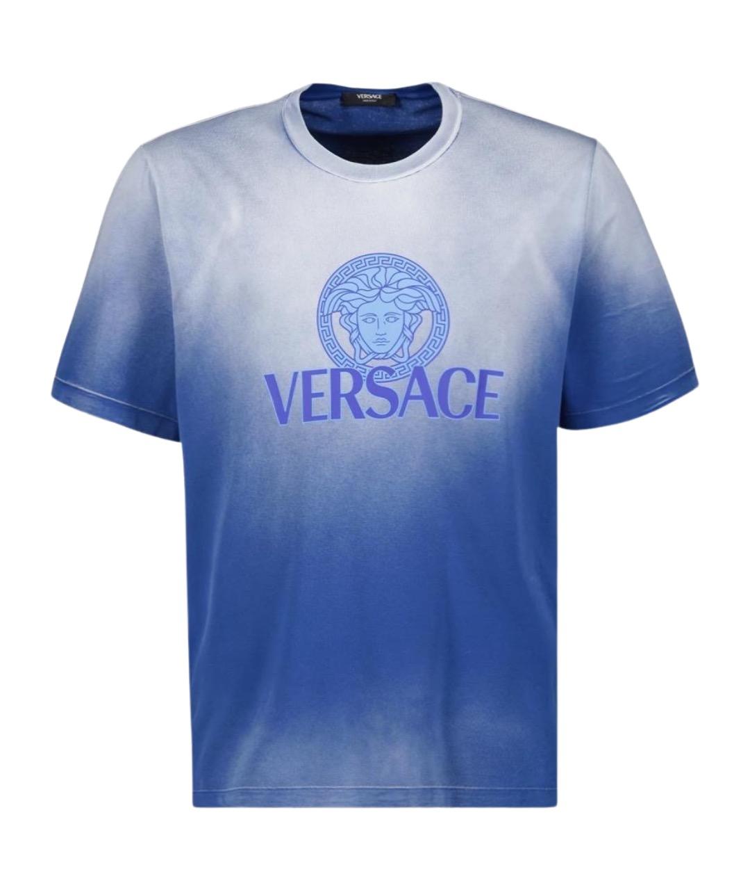 VERSACE Синяя хлопковая футболка, фото 1