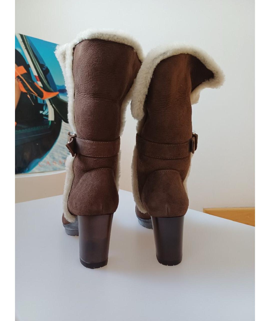 GIANVITO ROSSI Коричневые замшевые ботинки, фото 7
