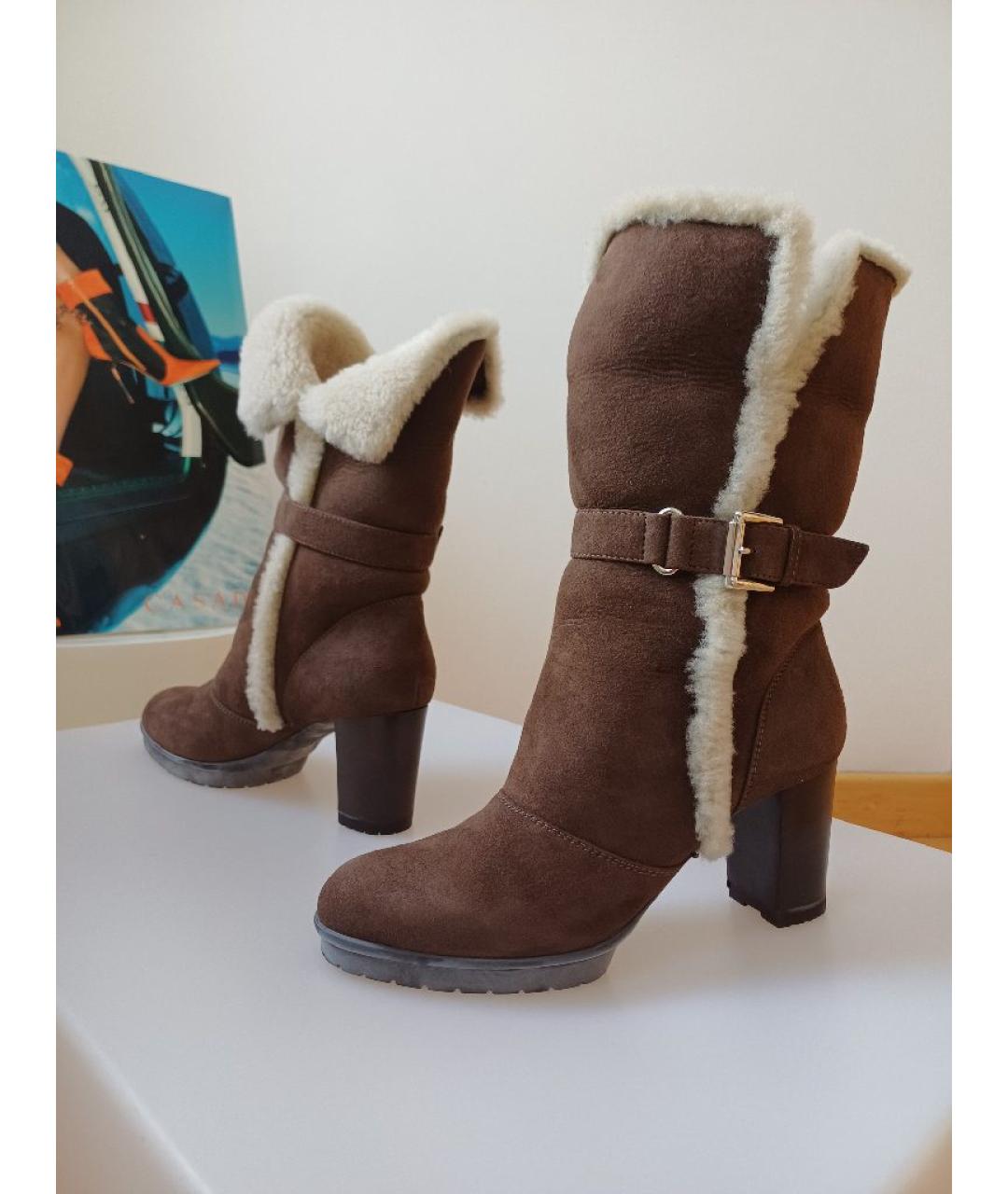 GIANVITO ROSSI Коричневые замшевые ботинки, фото 3