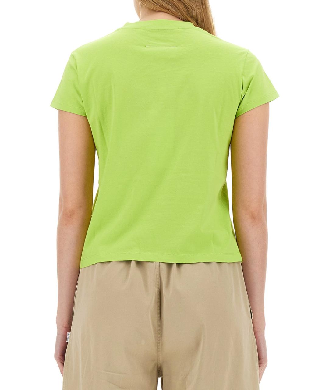 MM6 MAISON MARGIELA Зеленая хлопковая футболка, фото 4