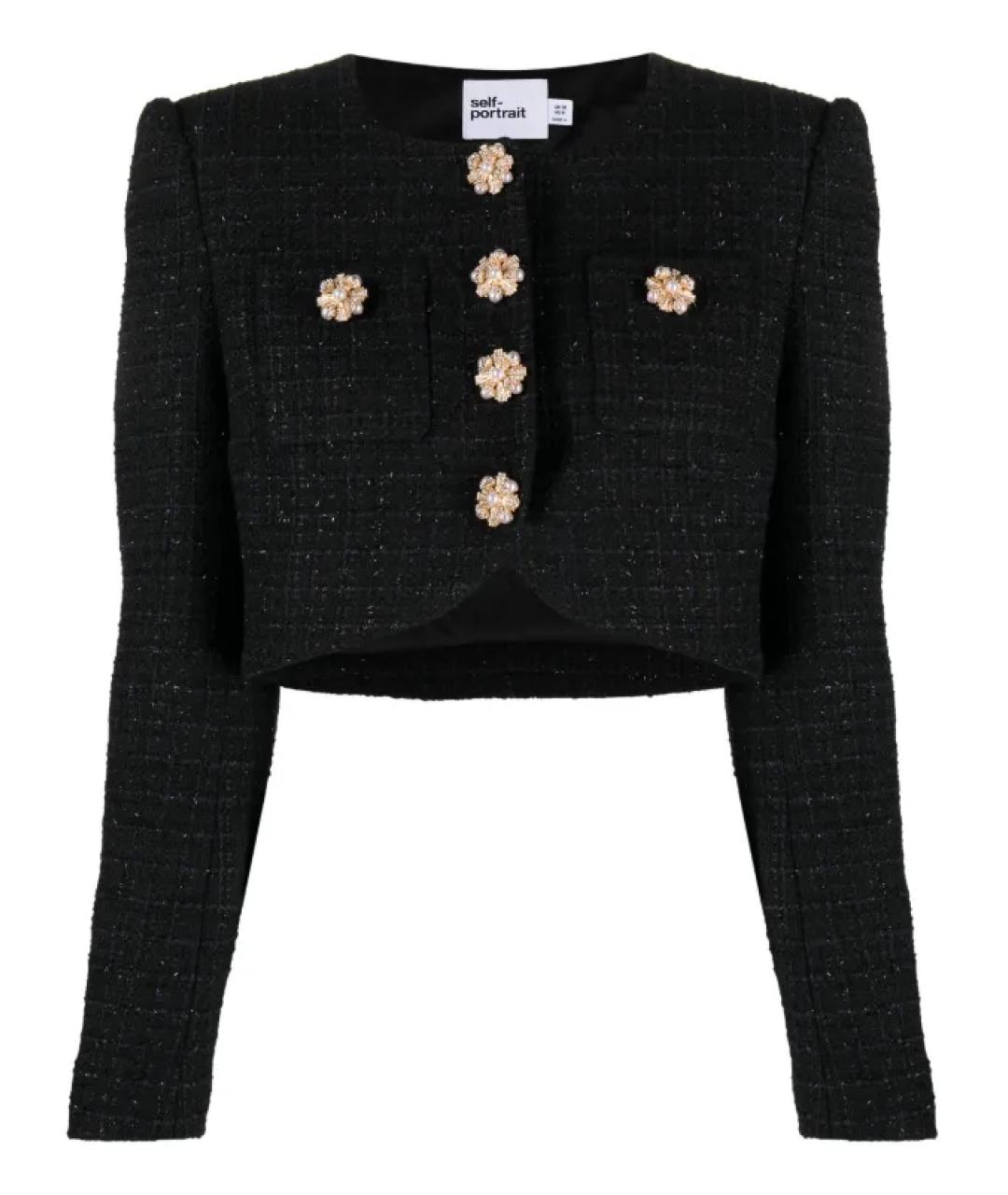 SELF-PORTRAIT Черный полиэстеровый жакет/пиджак, фото 1