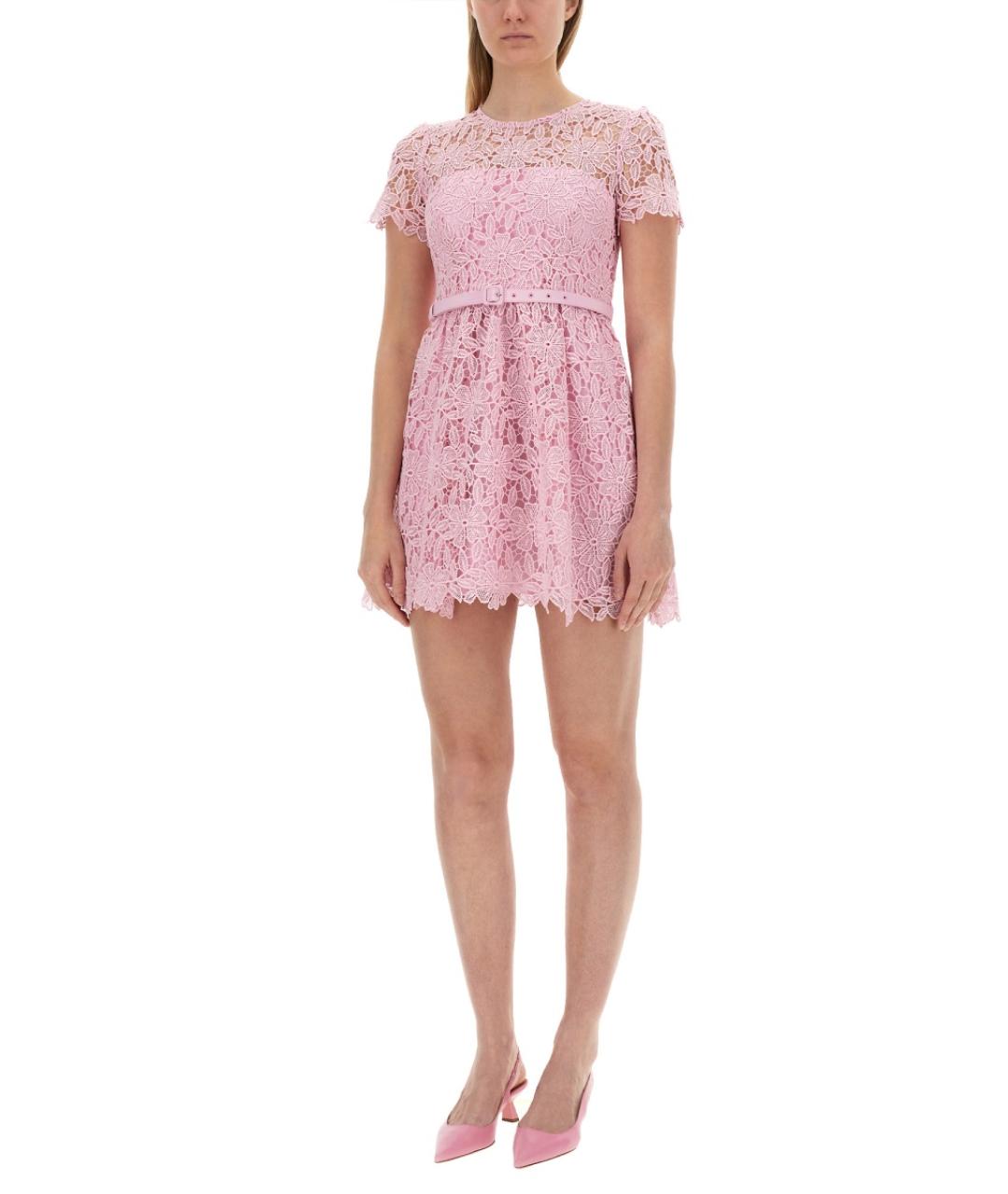 SELF-PORTRAIT Розовое полиэстеровое повседневное платье, фото 5