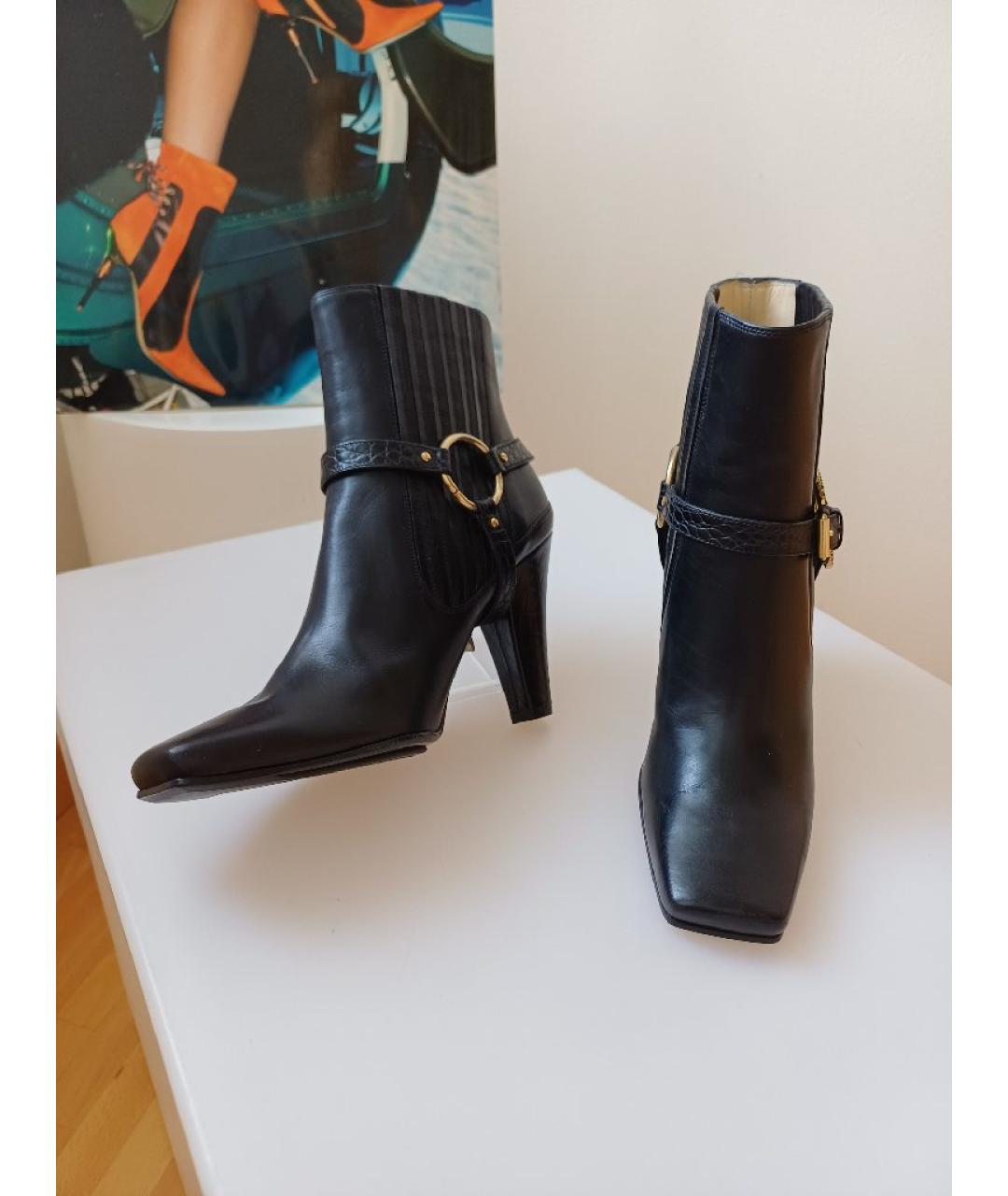 POLLINI Черные кожаные ботильоны, фото 4