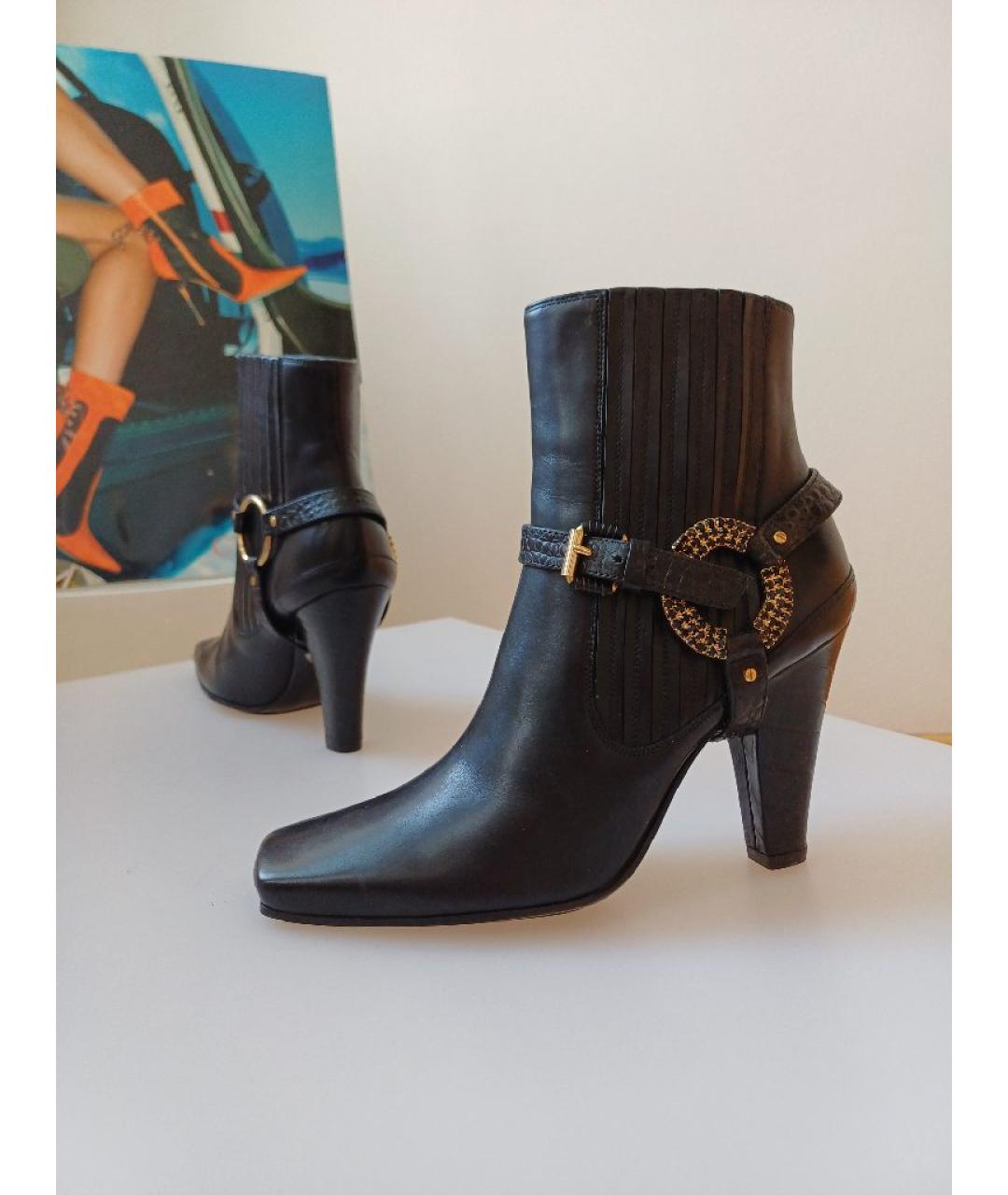 POLLINI Черные кожаные ботильоны, фото 5