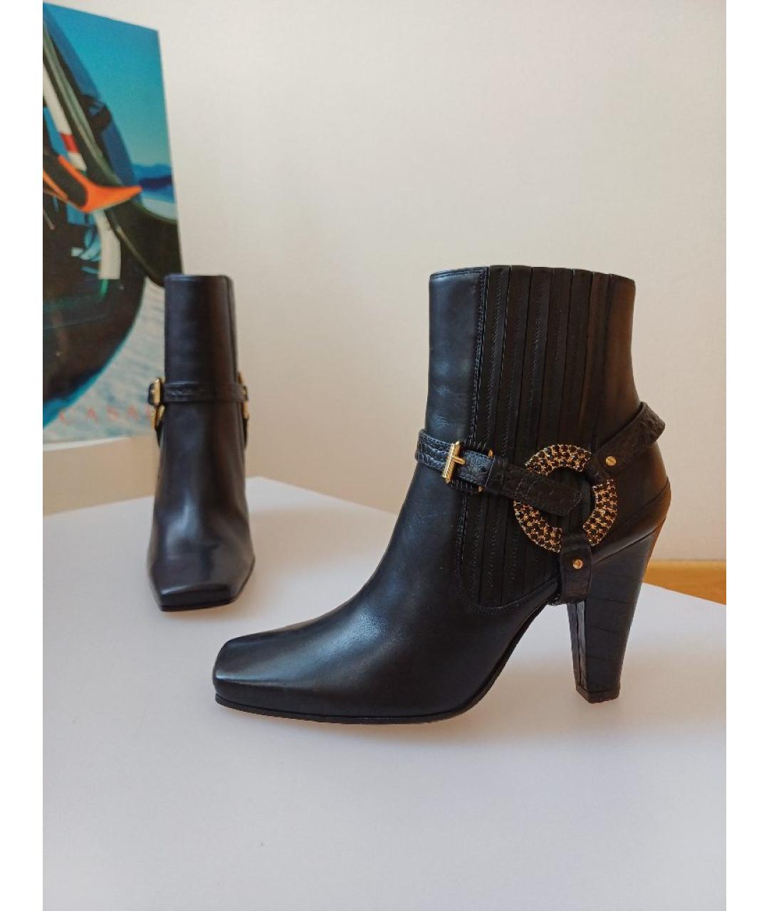 POLLINI Черные кожаные ботильоны, фото 3