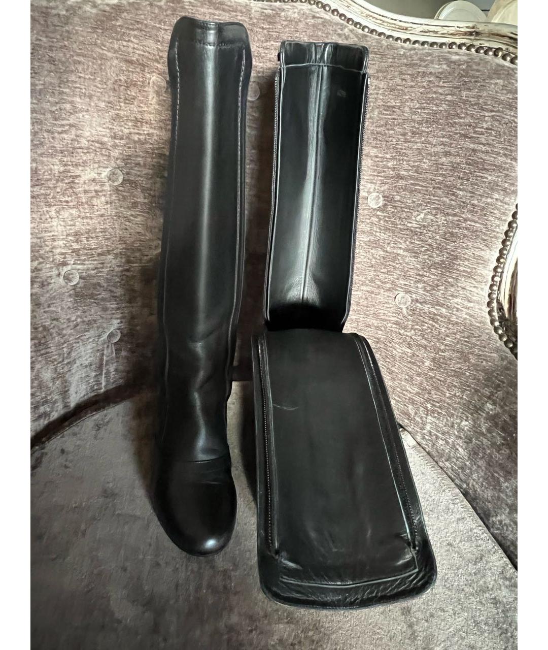 CHANEL Черные кожаные сапоги, фото 4