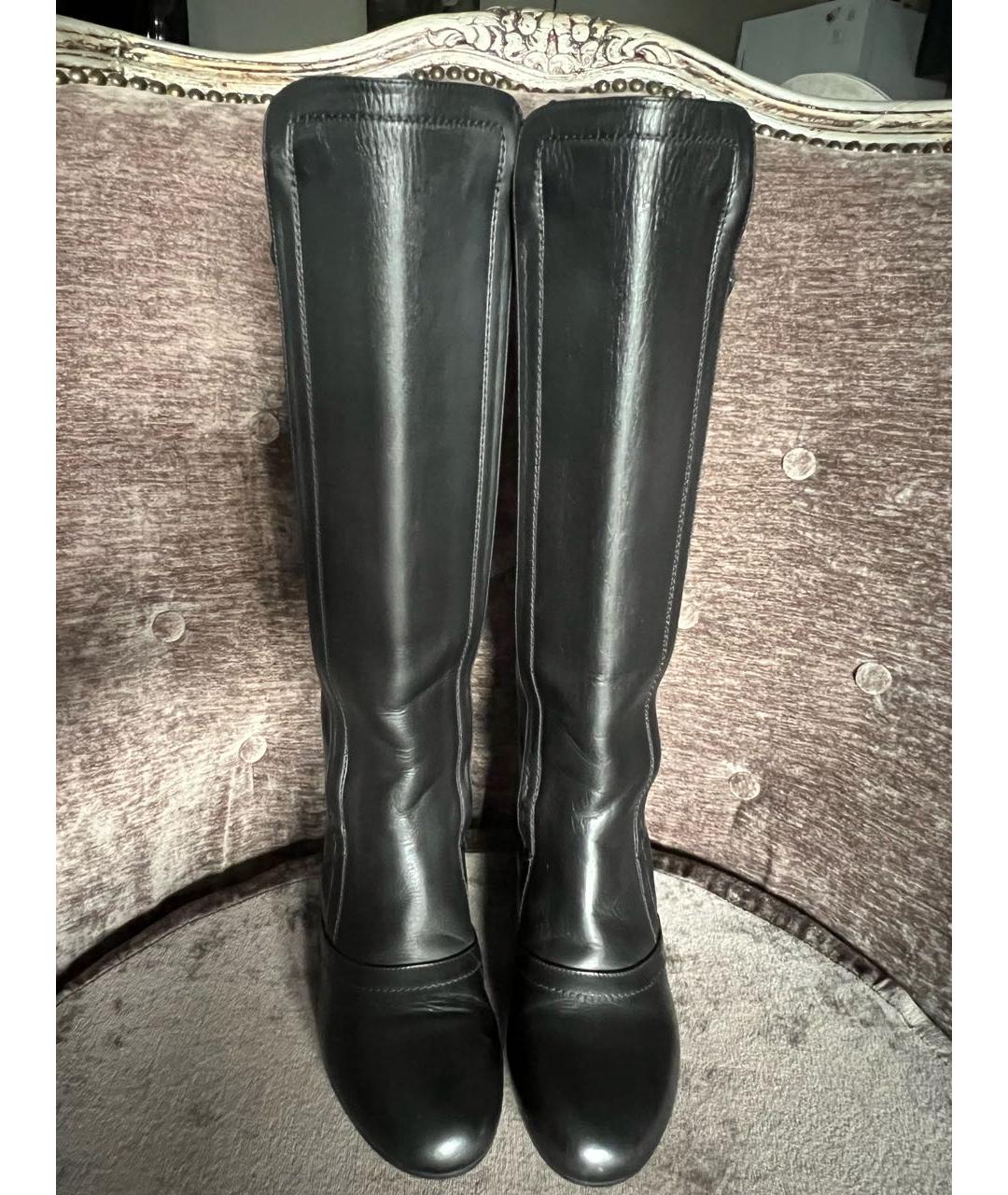 CHANEL Черные кожаные сапоги, фото 2